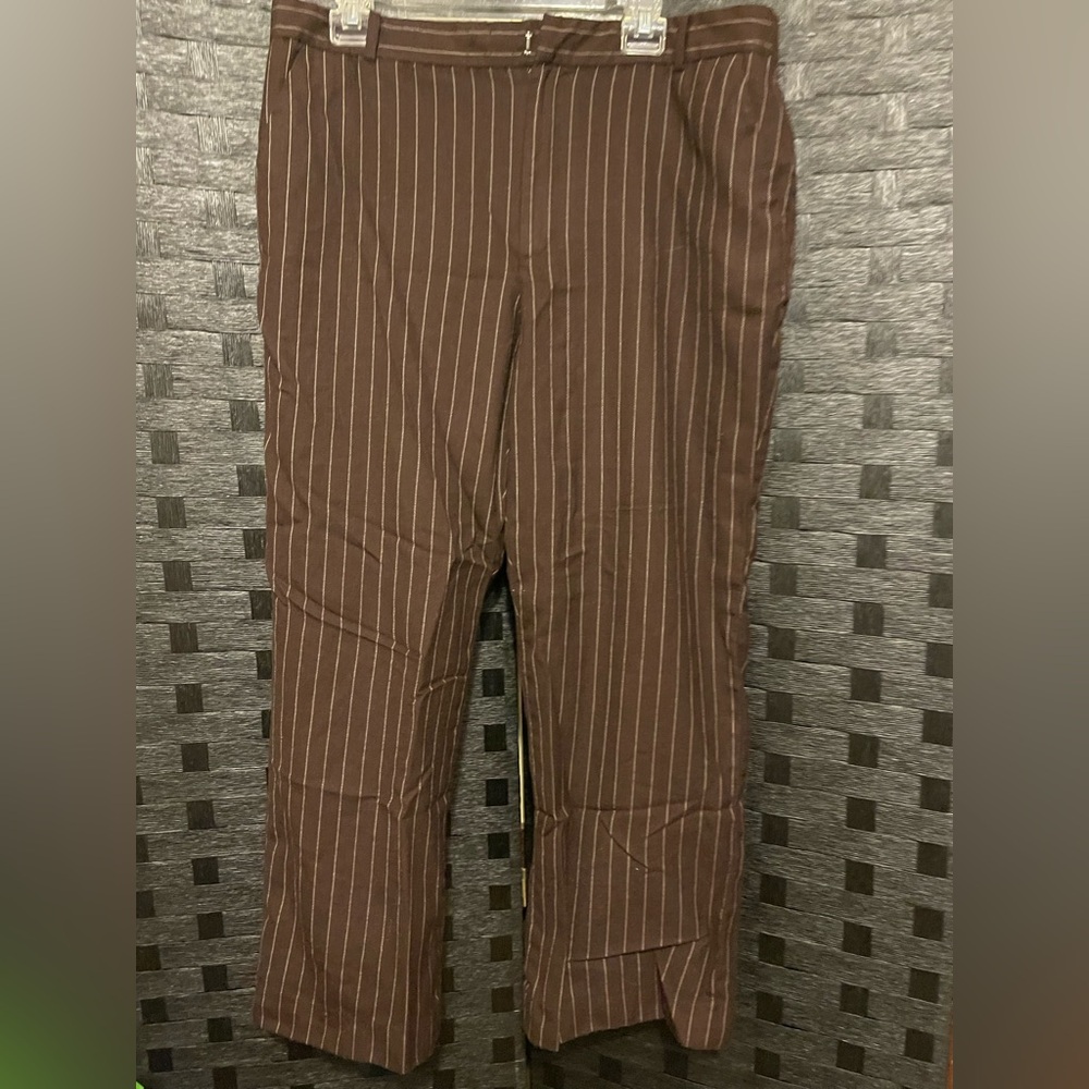 Chaps brown stripe women’s dress pants size 16 wool and lining polyester - Picture 2 of 9